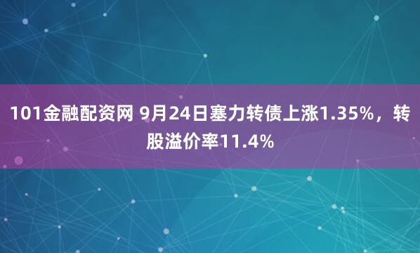 101金融配资网 9月24日塞力转债上涨1.35%，转股溢价率11.4%